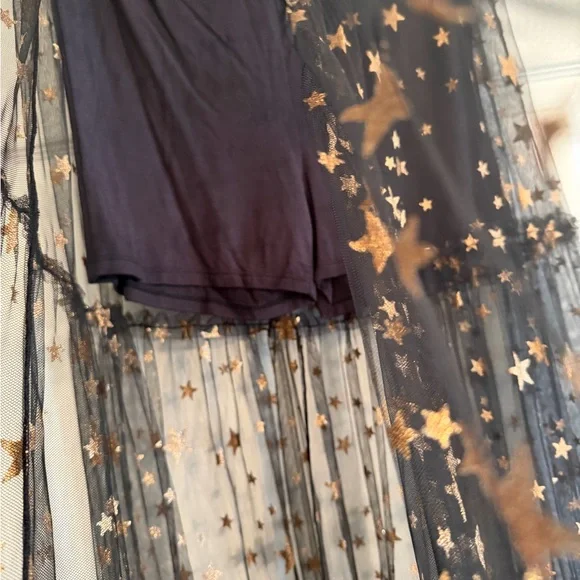 Free People Black Starry Mesh Maxi Skirt S NWT - Picture 4 of 5